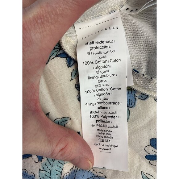 Pottery Barn Regan Handcrafted Reversible King Blue Sham (1) NWOT - Picture 3 of 5